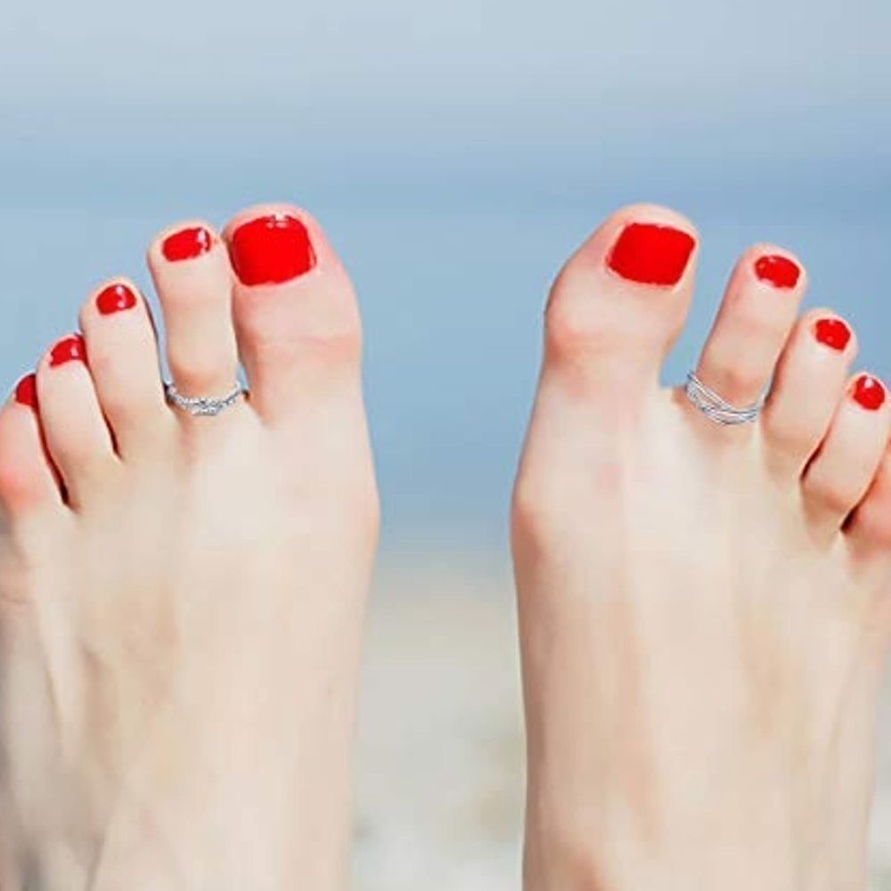 Silver Adjustable Open Toe Rings - Set of 12 - Picture 5 of 6